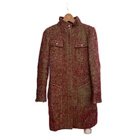 Abrigo Chanel de tweed de lana rojo