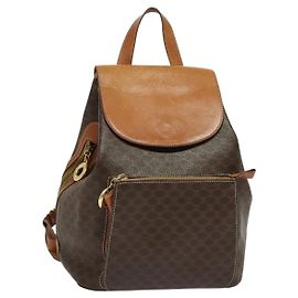 Céline Zaino CELINE in pelle PVC marrone oro Auth 138816