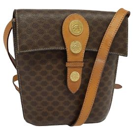 Céline CELINE Macadam Canvas Schultertasche aus PVC-Leder Braun Gold Auth 139816