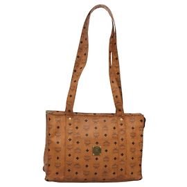 Borsa a Spalla MCM Logogram Vicetos in Pelle PVC Marrone Oro Auth BA4838