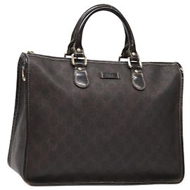 Gucci Borsa GG Supreme in PVC pelle dorata marrone scuro 190259 Auth 139819