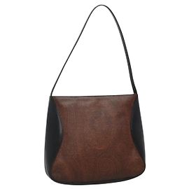 ETRO Schultertasche aus PVC-Leder Braun Silber Auth bs28972