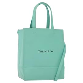 Tiffany&Co. Mini Borsa a Mano in Pelle 2in1 Blu Turchese Argento Auth 139063 - Autre Marque