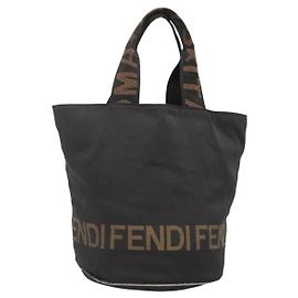 Borsa FENDI Nera Marrone oro Auth bs28903