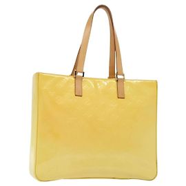 LOUIS VUITTON Borsa Tote Columbus Monogram Vernis Giallo Lime M91047 Auth ep10370
