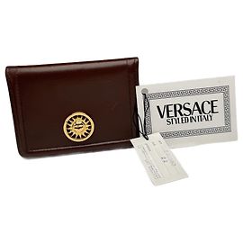 Porta carte in pelle vintage Gianni Versace marrone