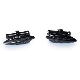 Autre Marque Gemelli in metallo gunmetal con piume Mont Blanc