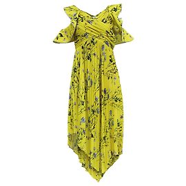 Self portrait Vestido midi plisado con estampado floral Self-Portrait en poliéster amarillo