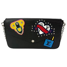 Borsa a tracolla Felicie Pochette Edizione Limitata Patchwork in Pelle Epi Nera Louis Vuitton