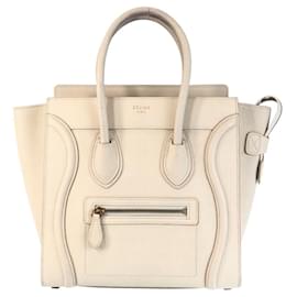 Celine Luggage Micro Leder Tote Elfenbein - Céline