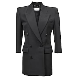 Blazer Doppiopetto in Lana Nera di Saint Laurent