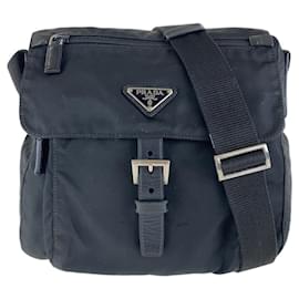 Borsa a tracolla in nylon tessuto con logo triangolare Prada