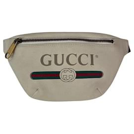 Borsa a tracolla in pelle bianca con logo Gucci e nastro Web