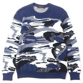 Maglione in cotone jacquard piqué camouflage Louis Vuitton