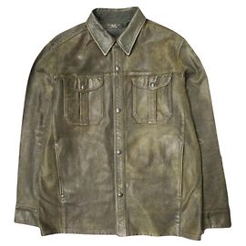 Ralph Lauren Camisa overshirt de cuero desgastado a mano RRL