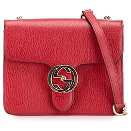 Gucci Rosso Piccolo Dollar in Pelle di Vitello Borsa a Spalla Interlocking G