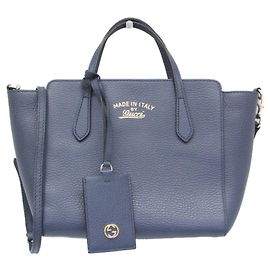 Borsa in pelle Gucci Swing blu