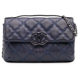 Chanel Blu Mini Double Stitch Hamptons Flap