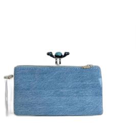 Pochette Pandora Box en acrylique bleu Charlotte Olympia