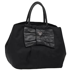 PRADA Borsa a Mano Nylon Argento Nero Auth 139576
