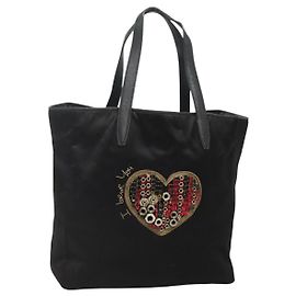 Borsa Tote LOEWE Satin Nero Oro Auth hk2946