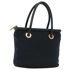 Céline Borsa a mano CELINE in nylon blu navy e oro Auth ep10381