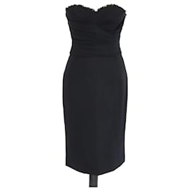 Schulterfreies Kleid aus schwarzem Seidenmix von Dolce & Gabbana