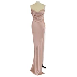 Vestido de seda drapeado sin mangas rosa Balmain con abertura