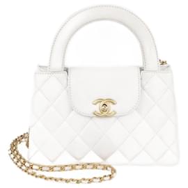 Borsa mini Kelly in pelle bianca trapuntata Chanel