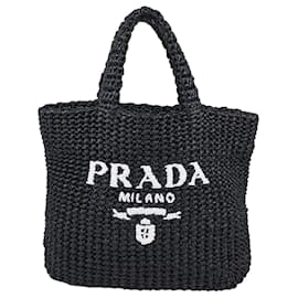 Prada Kleine Raphia-Logo-Tasche