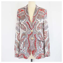 Blazer in seta con stampa paisley multicolore a un bottone Etro