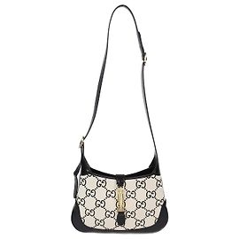 Gucci Hobo Medio Jackie 1961 in pelle nera/bianca GG