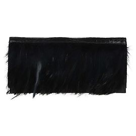 Autre Marque Clutch de solapa en croc negro Romanek con plumas
