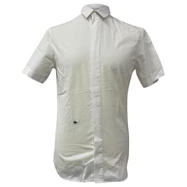  Dior Bee-Embroidered Short-Sleeved Shirt in White Cotton