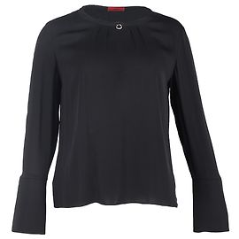 Top a maniche lunghe in poliestere nero con decorazioni in anelli Hugo Boss