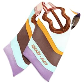 Hermès 100% Seiden Twilly Schal Coaching Mehrfarbig