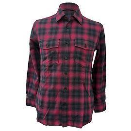 Camicia in flanella a quadri Saint Laurent con bottoni in cotone rosso e nero