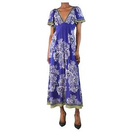 Etro Vestido midi de seda estampado floral morado - talla UK 6