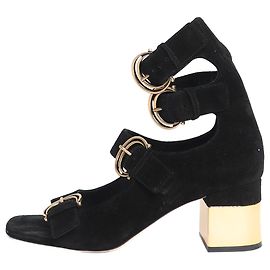 Chloé Schwarze Wildleder-Pumps mit offenem Zehenbereich - Größe EU 38