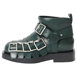 Burberry Botines de cuero verde oscuro con correa y hebilla - talla EU 36 (UK 3)