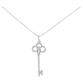 Tiffany & Co Collana con diamante chiave corona Tiffany in oro bianco 750