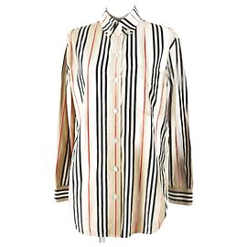 Burberry Icon Streifen Baumwollhemd mit langen Ärmeln