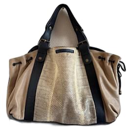 Gerard Darel 24h Handtasche Beige Kalbsleder und Wasserschlange