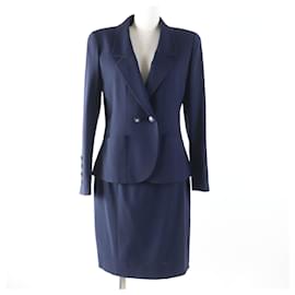 Chanel COCO Mark Knopf Wolle 2-Wege Jacke Rock