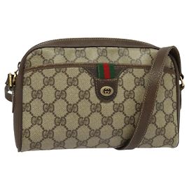 Gucci Borsa GG Supreme Web Sherry Line in PVC Beige Oro Rosso 116 02 089 Auth 139947