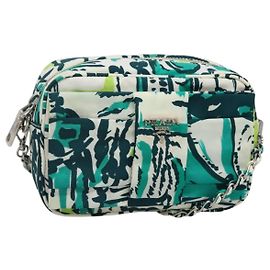 Borsa a Spalla con Catena PRADA in Nylon Verde Argento Autentica 139976