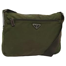 Borsa a Spalla PRADA Nylon Khaki Argento Autentica ki5956 - Prada