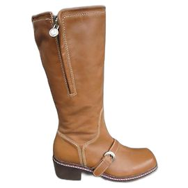 Stivali biker Pollini Way Out in pelle marrone chiaro