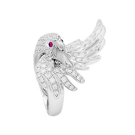 Anello Boucheron, "Animali da Collezione: "Cypris, il Cigno", oro bianco, diamanti, rubini.