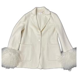 Blazer Parosh Crema de Lana y Piel de Mongolia